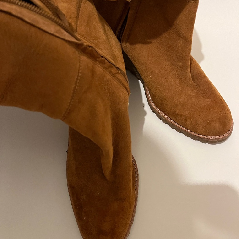 Elegant Tan Suede Heeled Boots